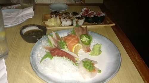 Sushimi Combination Plate with Ell avacato sushi roll - Shintaro
